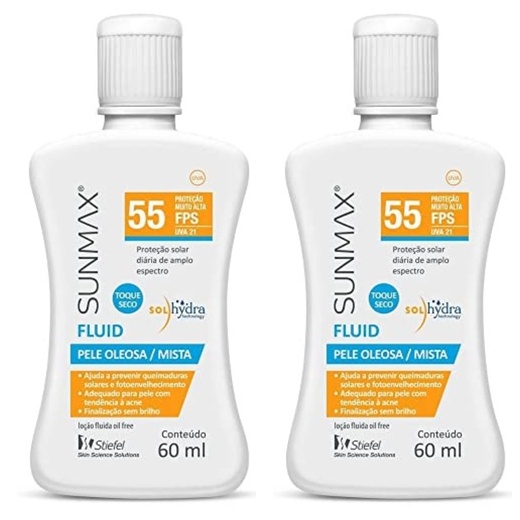 Image_Kit com 2 Unidades de Protetor Solar sunmax fluido fps55 Oleosa/mista 60ml