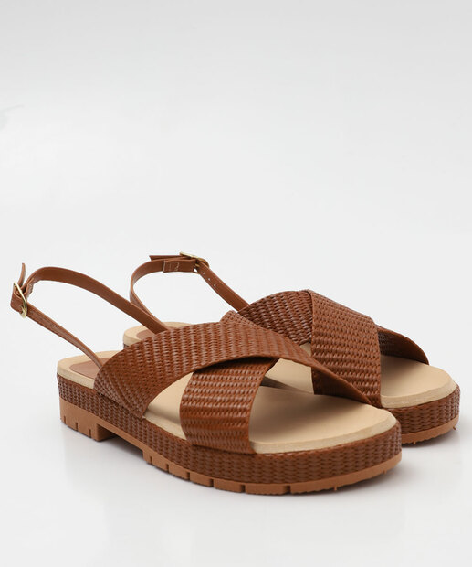 Sandália Flatform Feminina Marisa Marrom