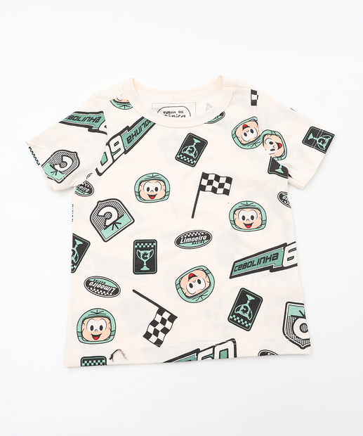 Conjunto Infantil Cebolinha Turma da Mônica Tam 1 a 3 Off White