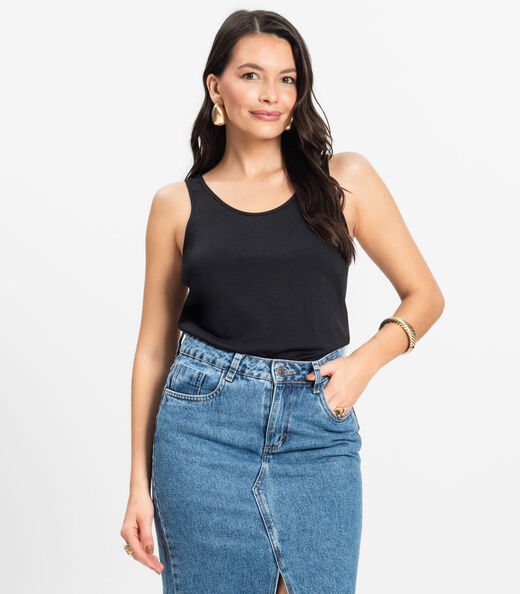 Regata Feminina Básica em Viscotorcion Rovitex Preto