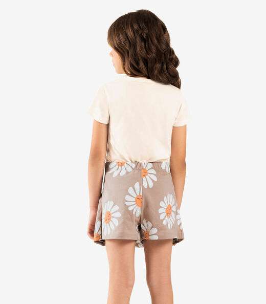 Conjunto Blusa Com Shorts Saia Rovi Kids Bege