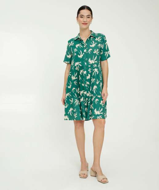 Vestido Feminino Chemise Estampa Coqueiros Marisa