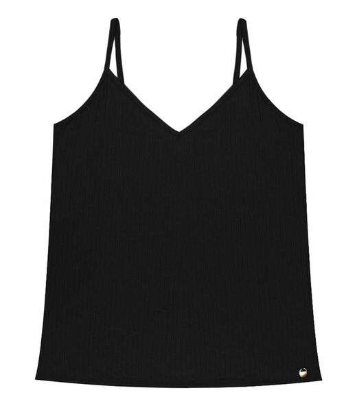 Blusa De Alça Feminina Ribana Canelada Rovitex Preto