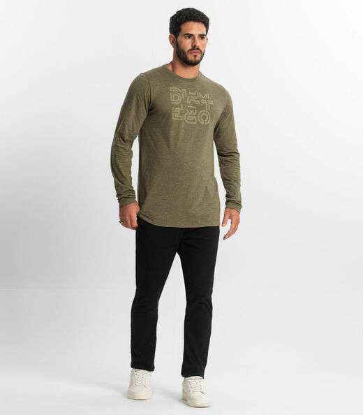 Camiseta Masculina Manga Longa Diametro Verde