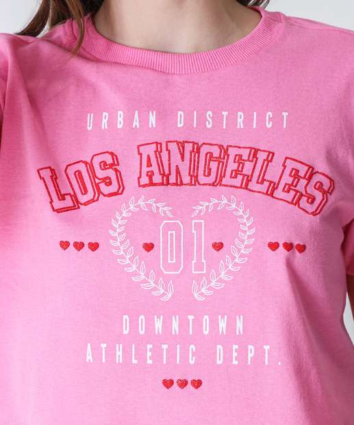 Blusa Juvenil Cropped Estampado Marisa Tam 10 a 16 Rosa