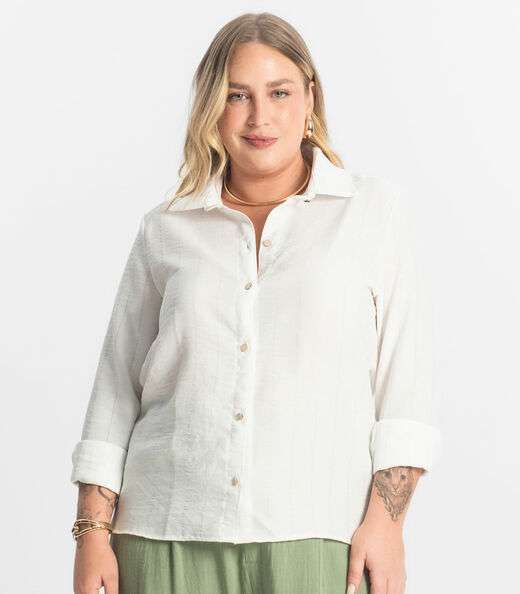 Camisa Feminina Manga Longa Secret Glam Bege