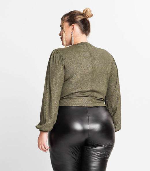 Blusa Manga Longa Em Ribana Canelada Secret Glam Verde
