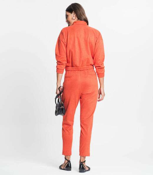 Calça Feminina Em Suede Sarjado Rovitex Laranja