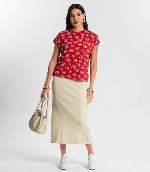 Blusa Feminina Estampada Rovitex Vermelho