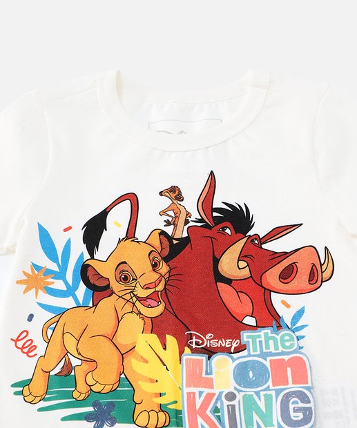 Conjunto Infantil Rei Leão Disney Tam 1 a 3 Off White