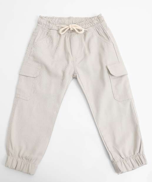 Image_Calça Infantil Jogger Sarja Bolso Cargo Tam 1 a 3 Areia