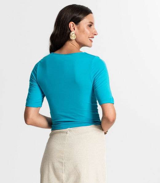 Blusa Feminina Manga Curta Rovitex Azul