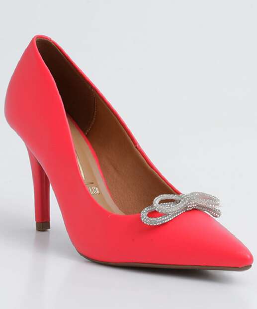 Scarpin Feminino Salto Fino Laço Strass Vizzano