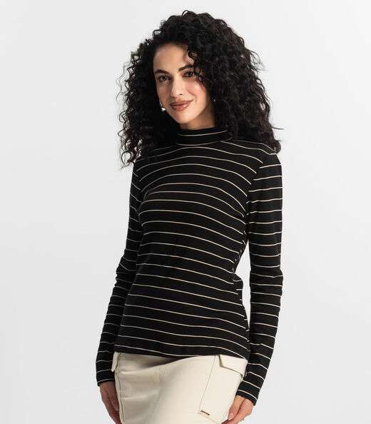 Blusa Manga Longa Feminina Rovitex Preto