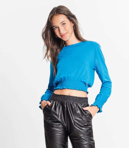Image_Blusa Juvenil Feminina Manga Longa Minty Azul