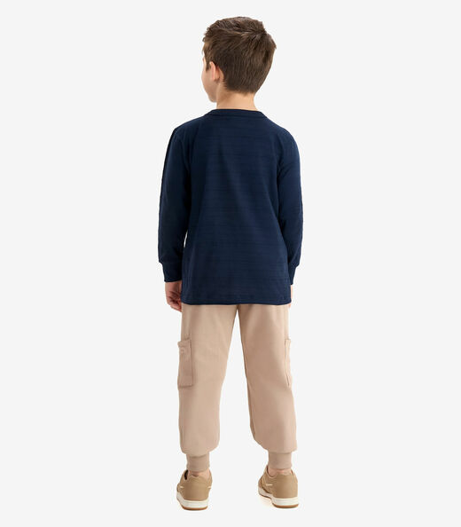 Conjunto Camiseta com Calça Meia Malha Rovi Kids Azul