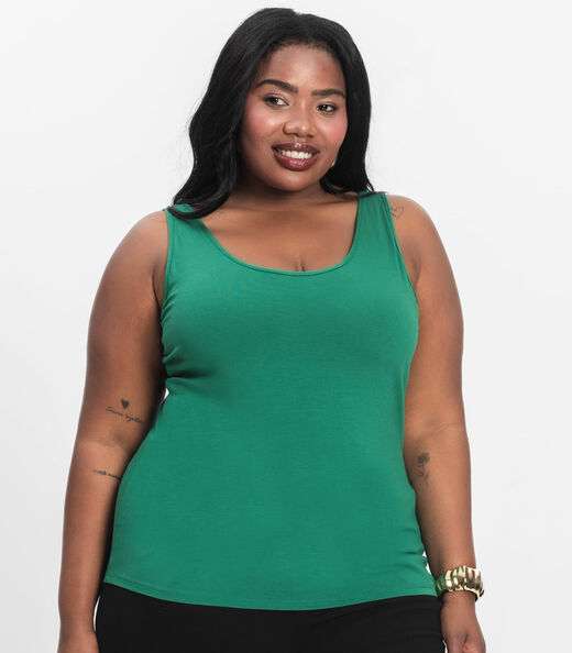 Regata Feminina Plus Size Secret Glam Verde
