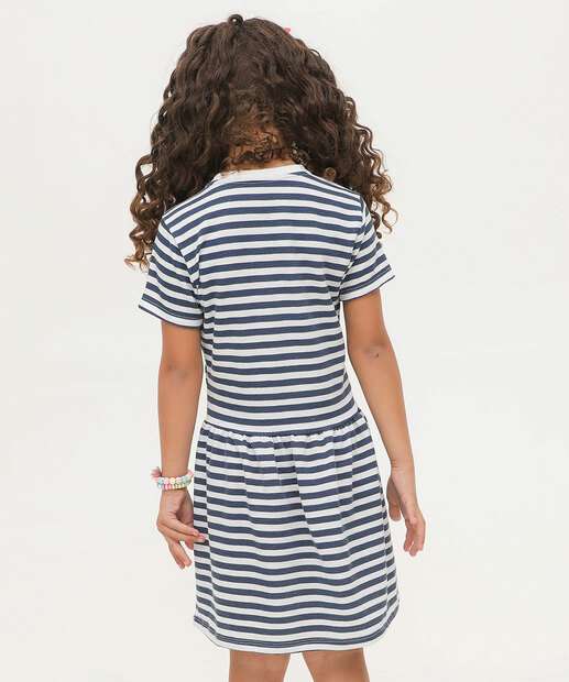 Vestido Infantil Listrado Paetês Marisa Tam 4 a 10