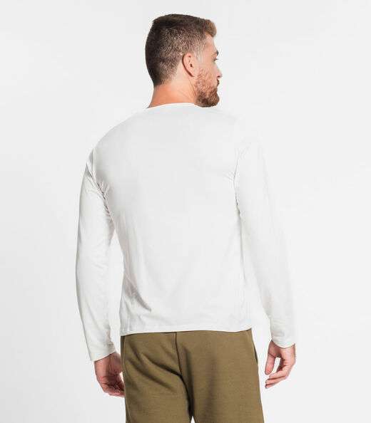 Camiseta Manga Longa Meia Malha Diametro Bege