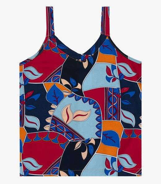 Regata Feminina Quadriculada Infinita Cor Azul