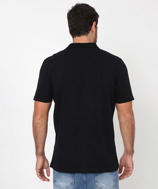 Polo Masculina Manga Curta Básica MR Preto