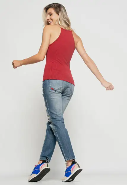 Regata  Cavada Alcinha  Canelada Vermelho