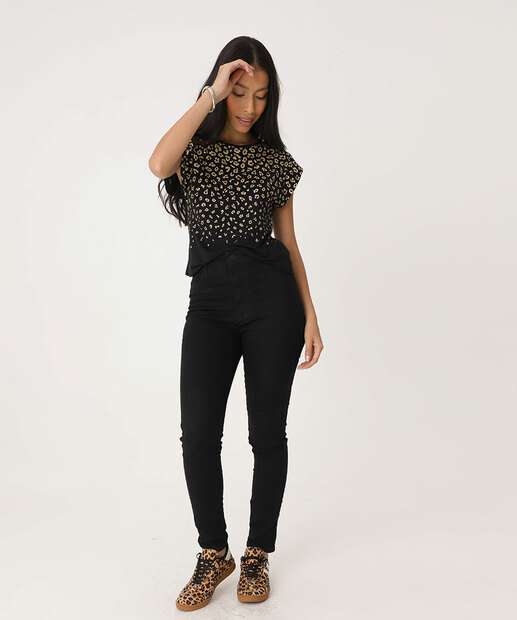 Blusa Feminina Animal Print Manga Curta Marisa