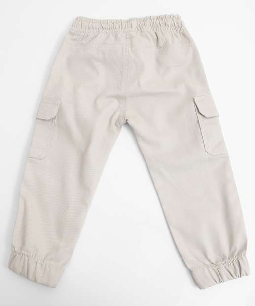 Calça Infantil Jogger Sarja Bolso Cargo Tam 1 a 3 Areia