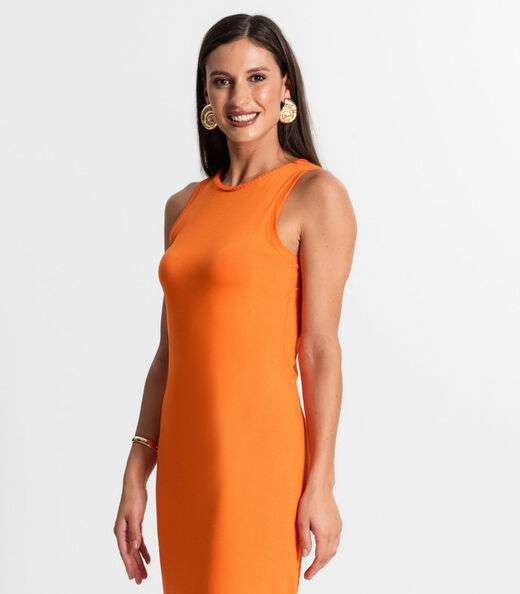 Vestido Midi Em Molecotton Rovitex Laranja