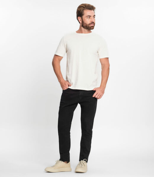 Camiseta Masculina Meia Malha Maquinetada Diametro Bege