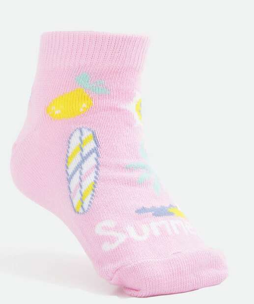 Kit 3 Pares Meias Infantil Cano Curto Estampadas