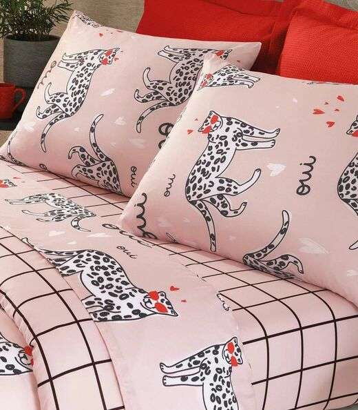 Jogo Capa de Edredom Solteiro 2 Peças Lar e Lazer Rosa