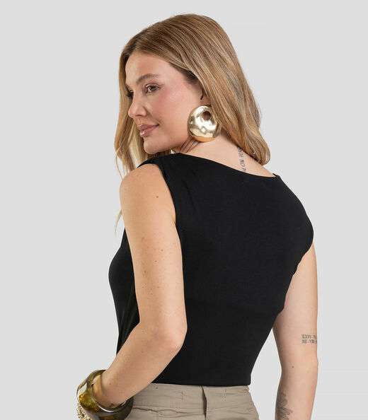 Regata Feminina em Visco Tricot Dianna Preto