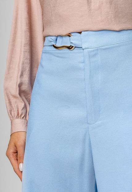 Calça Reta Alfaiatada Com Cinto Azul Salvatore