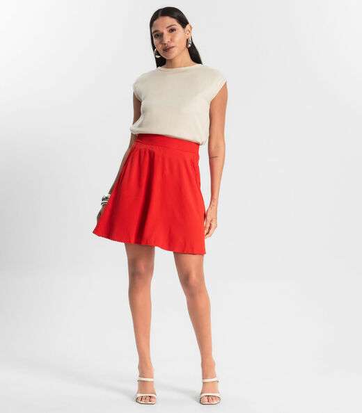 Saia Curta Viscose Sarjada Rovitex Laranja