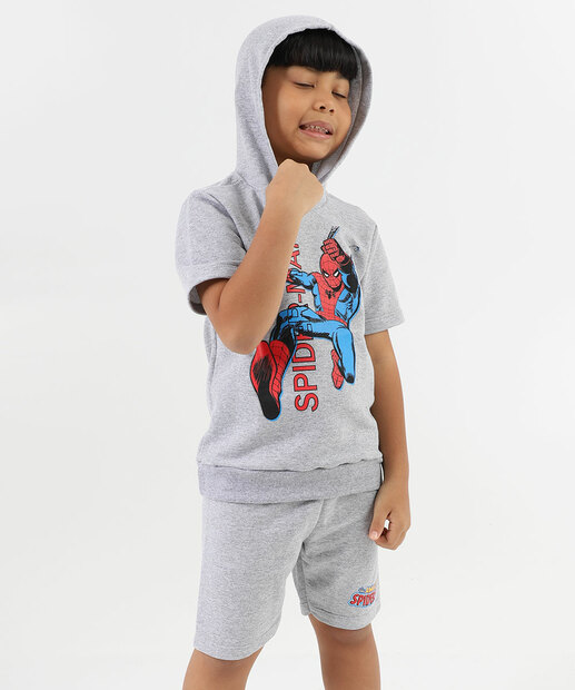 Conjunto Infantil Moletom Homem Aranha Tam 4 a 10 Cinza