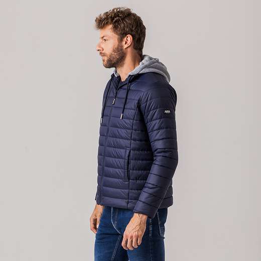 Jaqueta Puffer com capuz de moletom Masculina Rock e Soda