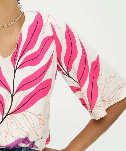 Blusa Feminina Estampa Folhas Manga 3/4 Marisa
