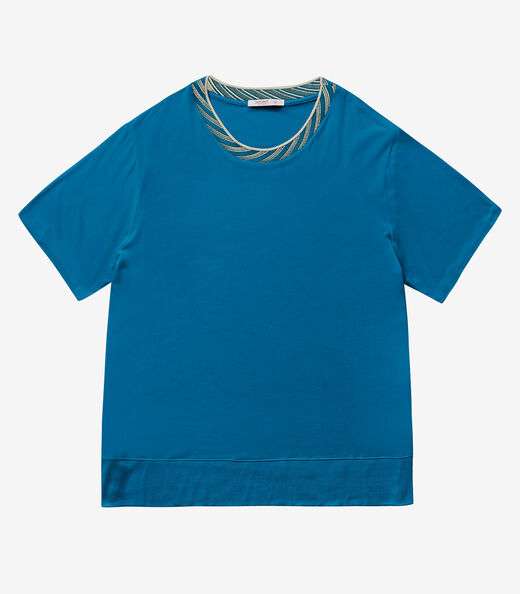 Blusa Feminina Manga Curta Secret Glam Azul