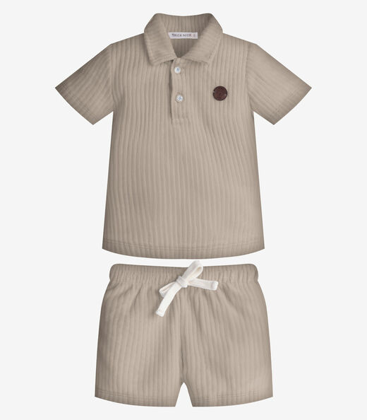 Image_Conjunto Infantil Polo Com Bermuda Trick Nick Bege