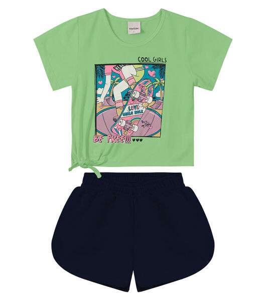 Conjunto Infantil Feminino Skate Rovitex Kids Verde