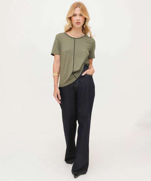 Calça Jeans Wide Leg Feminina Sawary
