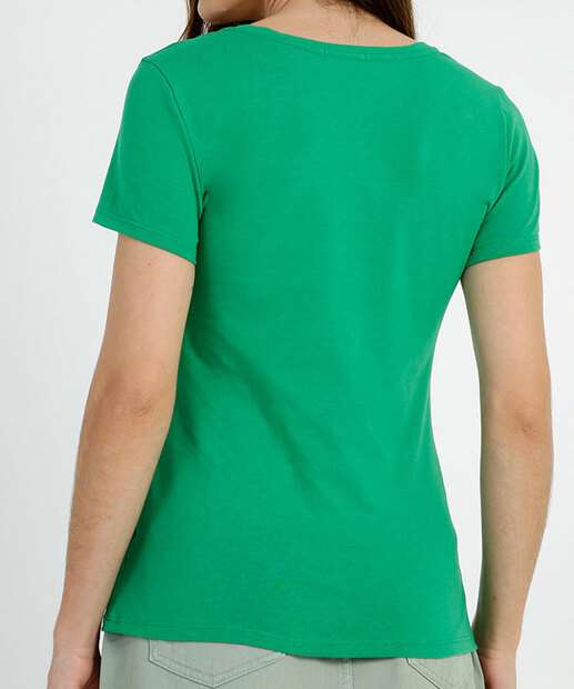 Blusa Feminina Básica Decote V Manga Curta Marisa