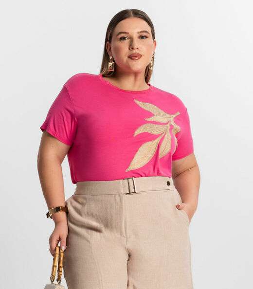 Blusa Feminina Plus Size Secret Glam Rosa