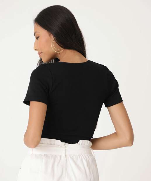 Blusa Cropped Feminina Sem Costura Canelada Marisa