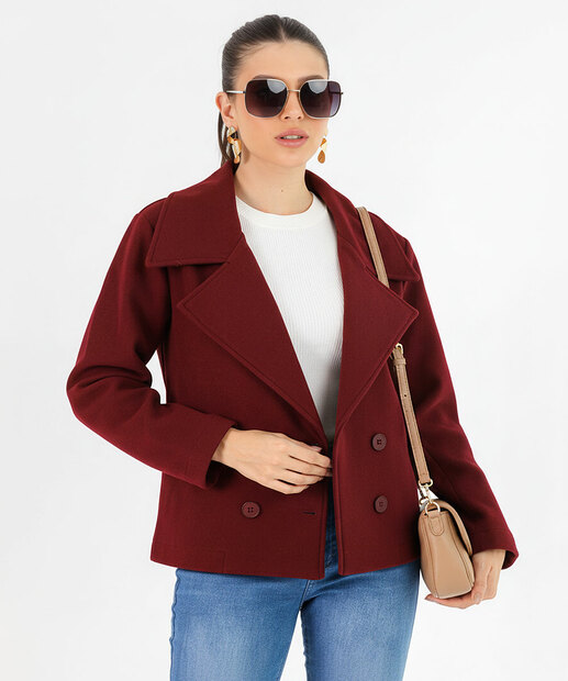 Image_Casaco Feminino Polivelour Botões Marisa Vinho