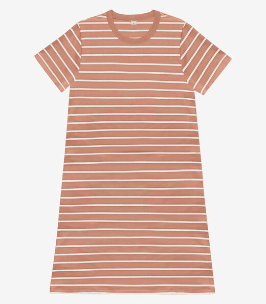 Vestido Feminino Listrado Rovitex Marrom