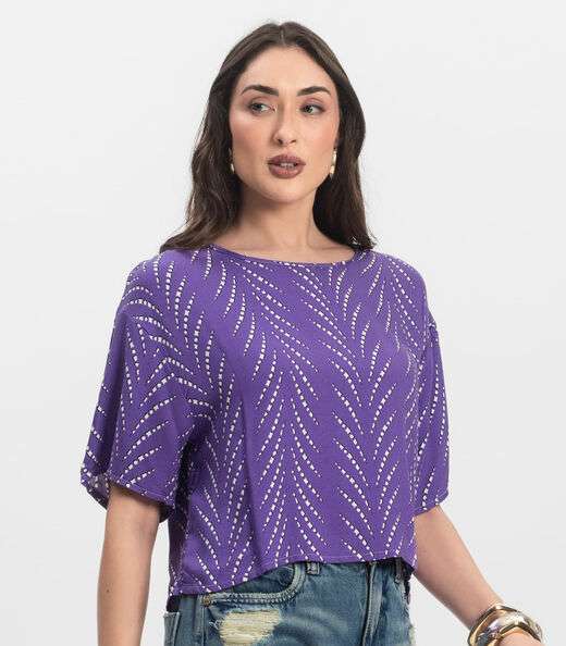 Blusa Feminina Estampada Infinita Cor Lilás