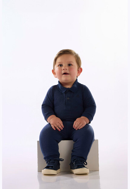 Body Polo Manga Longa Bebê Menino Up Baby