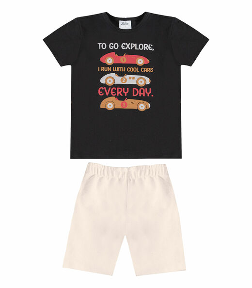 Conjunto Masculino Camiseta E Bermuda Select Bege